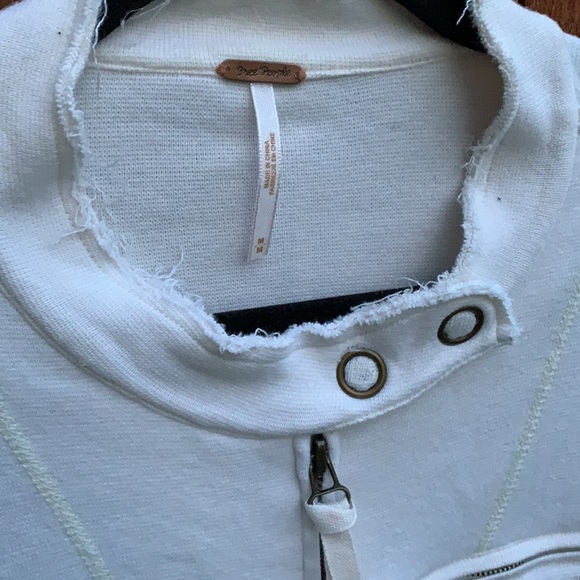 Free People  Zip up Jacket szM white and yellow asymmetric - Picture 5 of 9